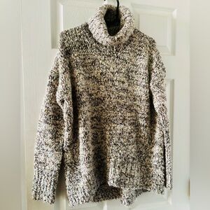 Lou & Grey Speckled Turtleneck Sweater - Cream and Brown NWOT size S oversized